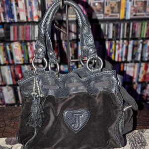 Juicy Couture Black DAYDREAMER Bag with Silver Hardware and Embroidery